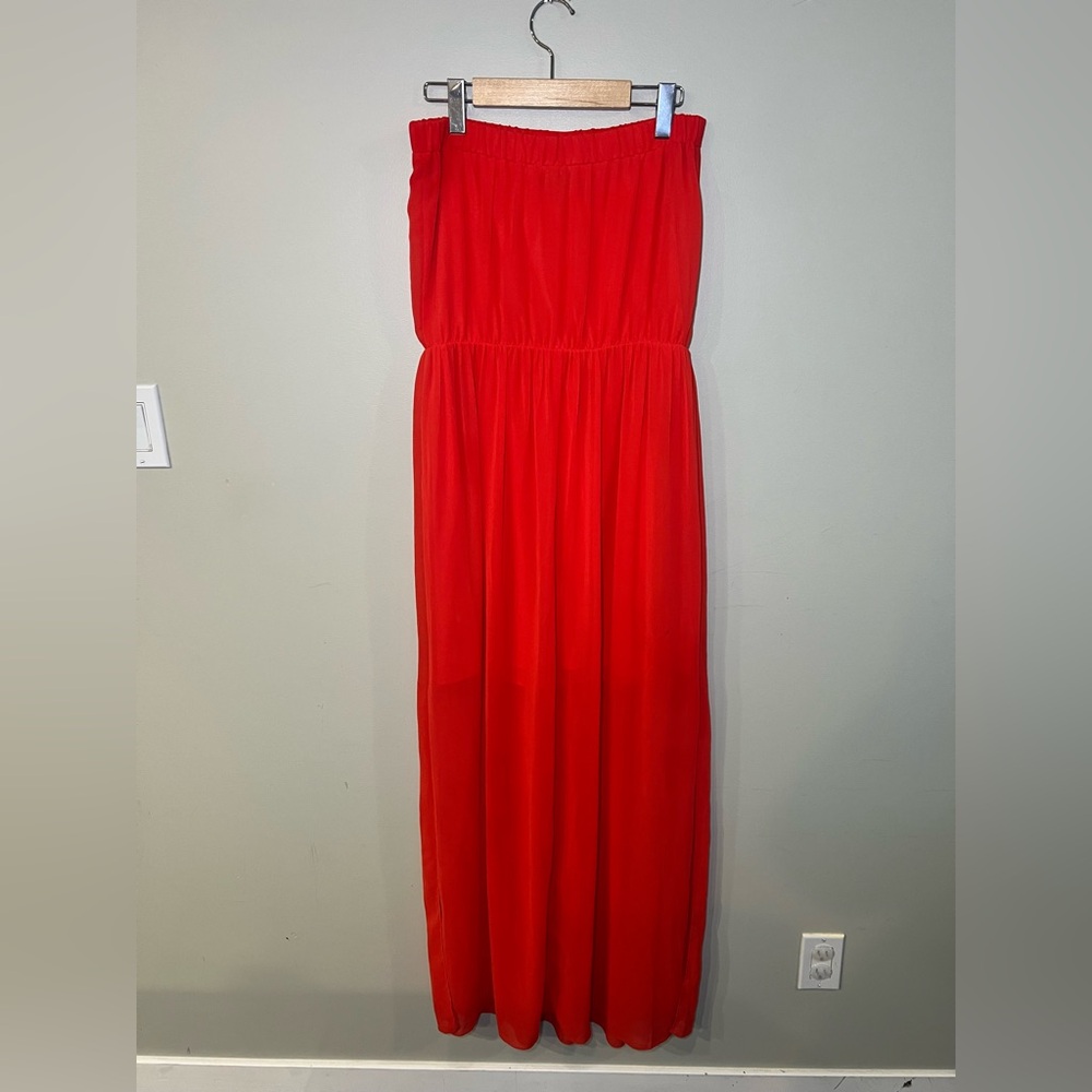Top Shop Elegant Red Strapless Maxi Dress